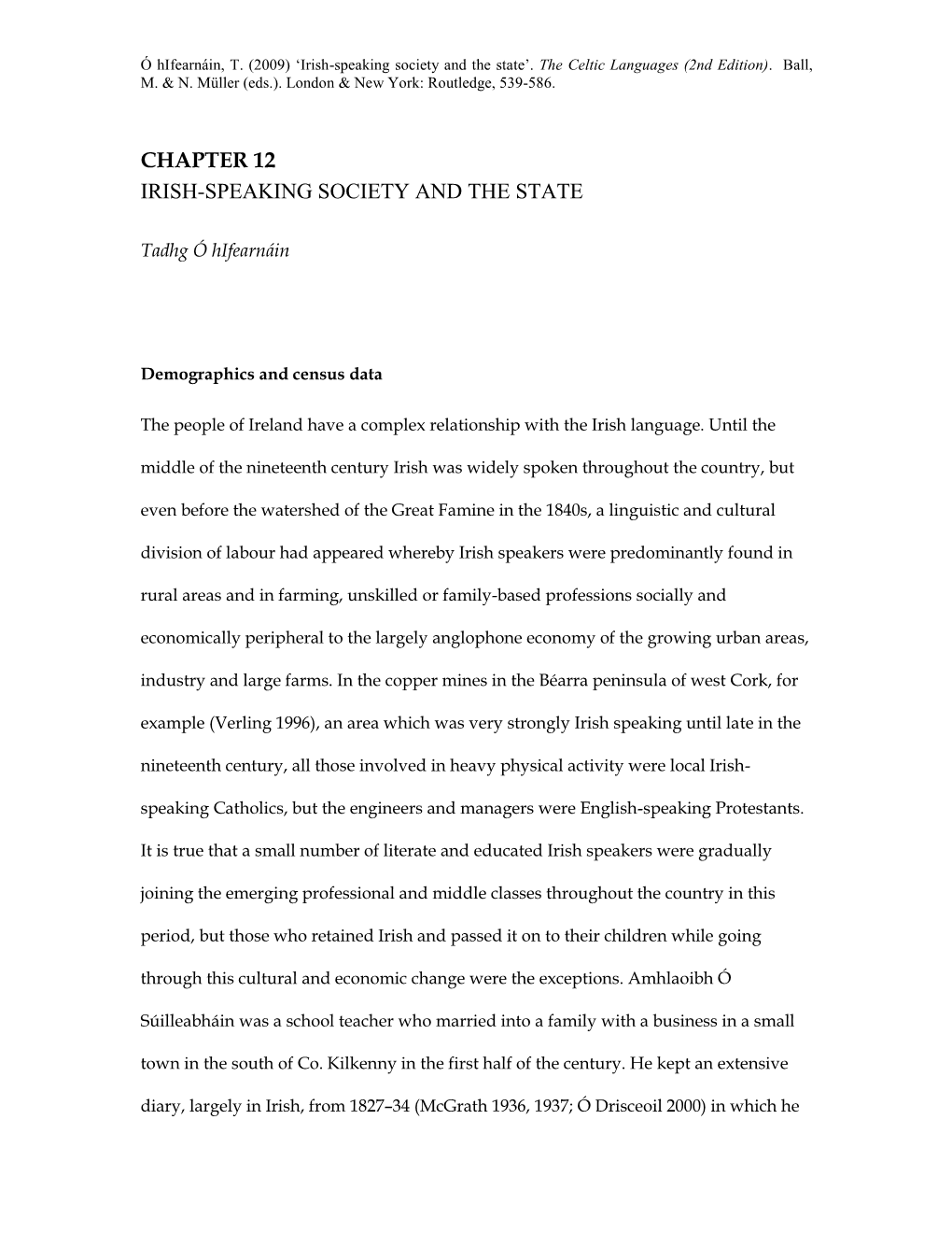 Chapter 12 Irish-Speaking Society and the State