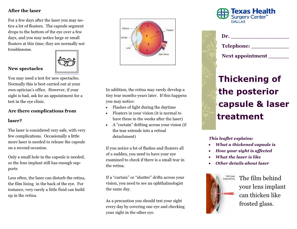 Thickening of the Posterior Capsule & Laser Treatment