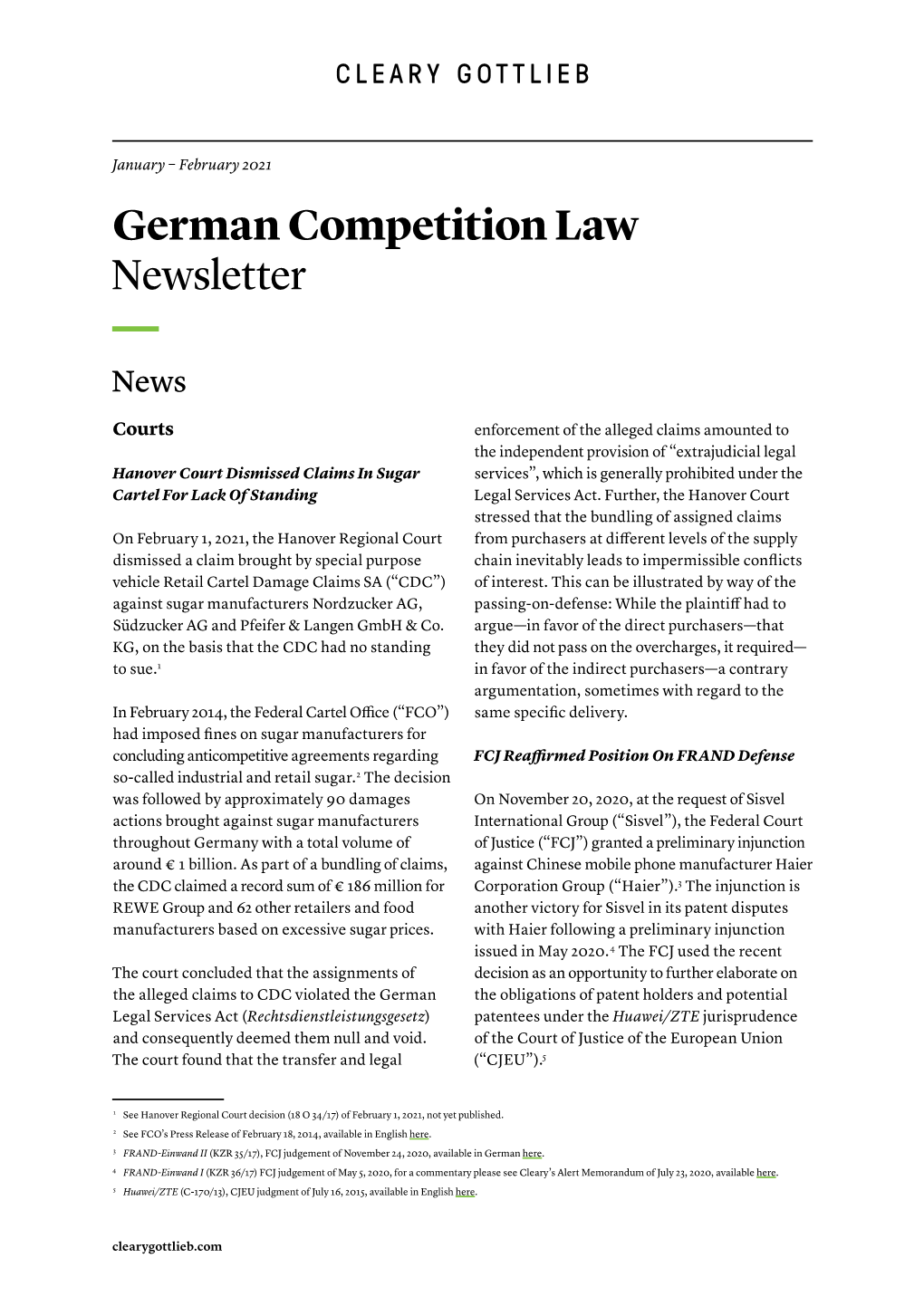 German Competition Law Newsletter — News