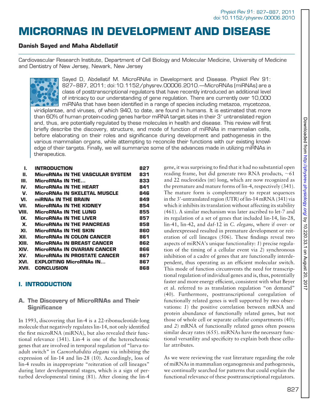 Micrornas in Development and Disease