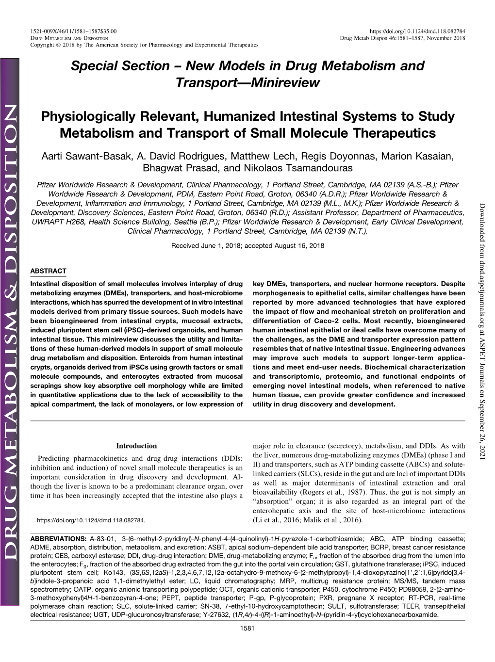 Physiologically Relevant, Humanized Intestinal Systems to Study Metabolism and Transport of Small Molecule Therapeutics