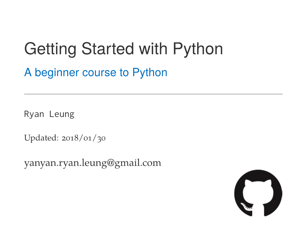 Getting Started with Python a Beginner Course to Python