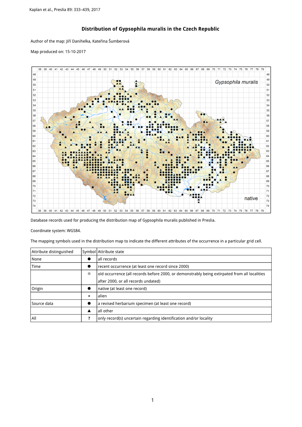 1 Distribution of Gypsophila Muralis in the Czech Republic