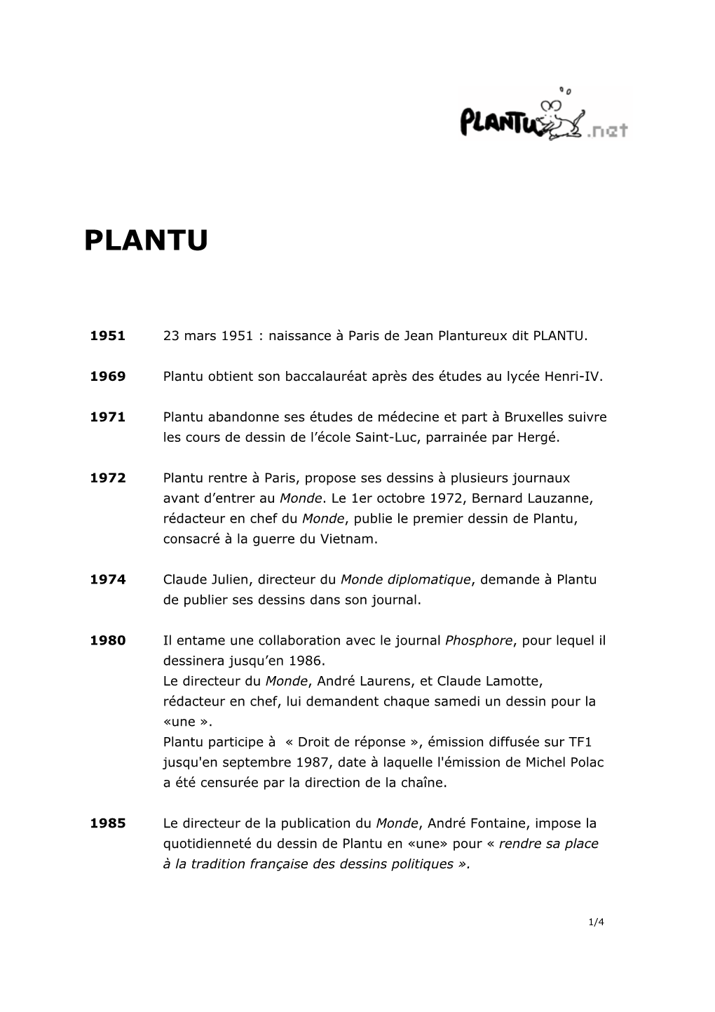 Plantu.Net Biographie