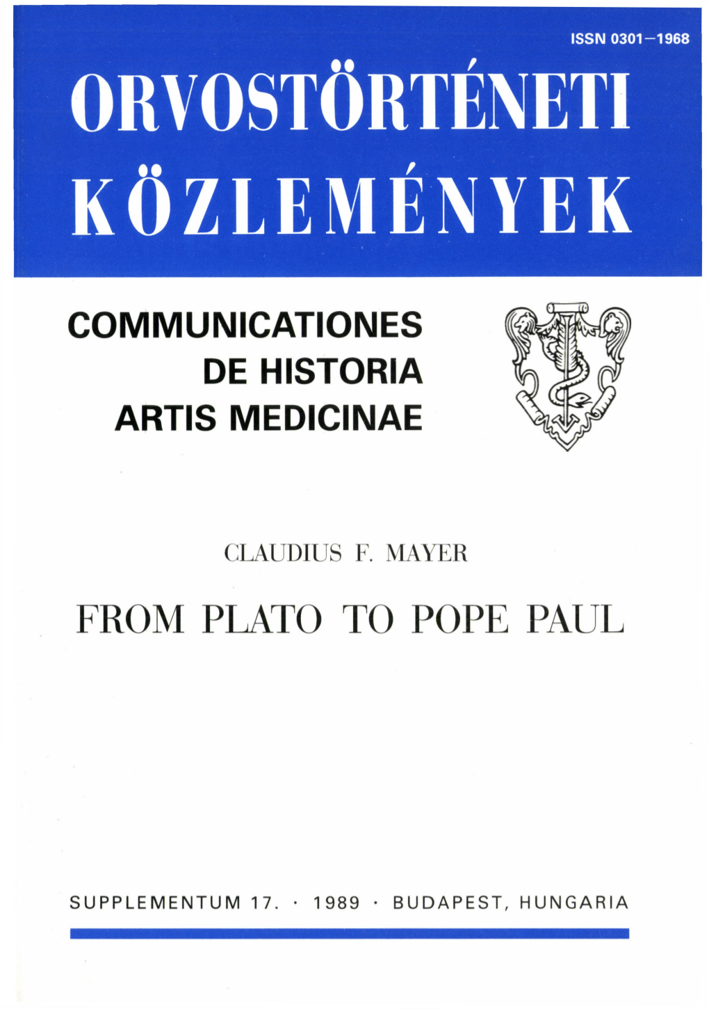 From Plato to Pope Paul / Orvostörténeti Közlemények