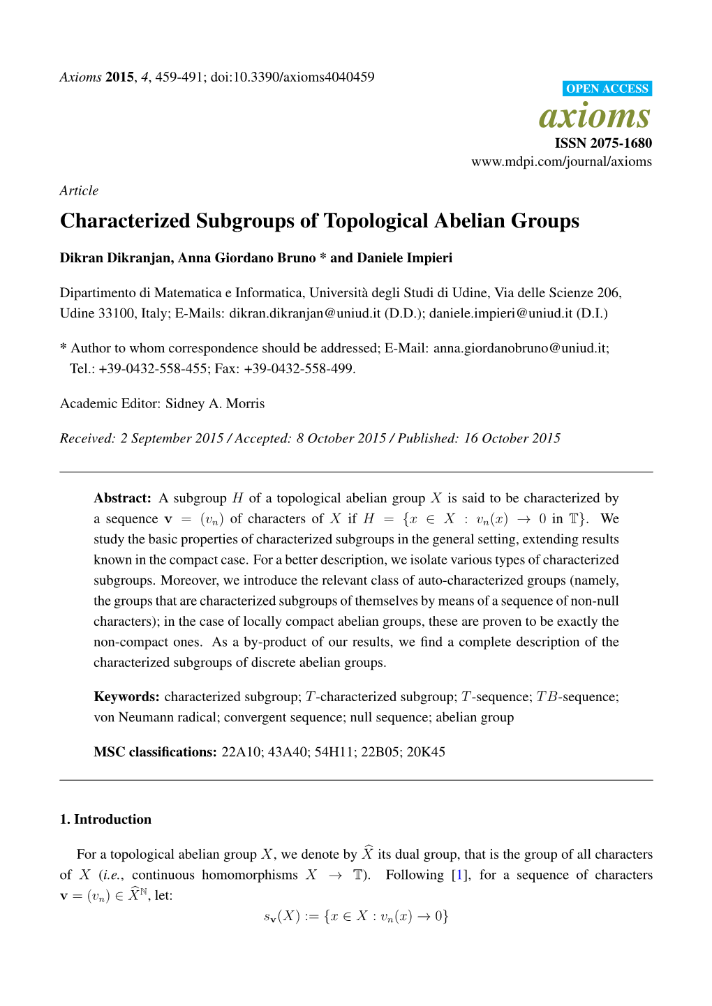 Characterized Subgroups of Topological Abelian Groups