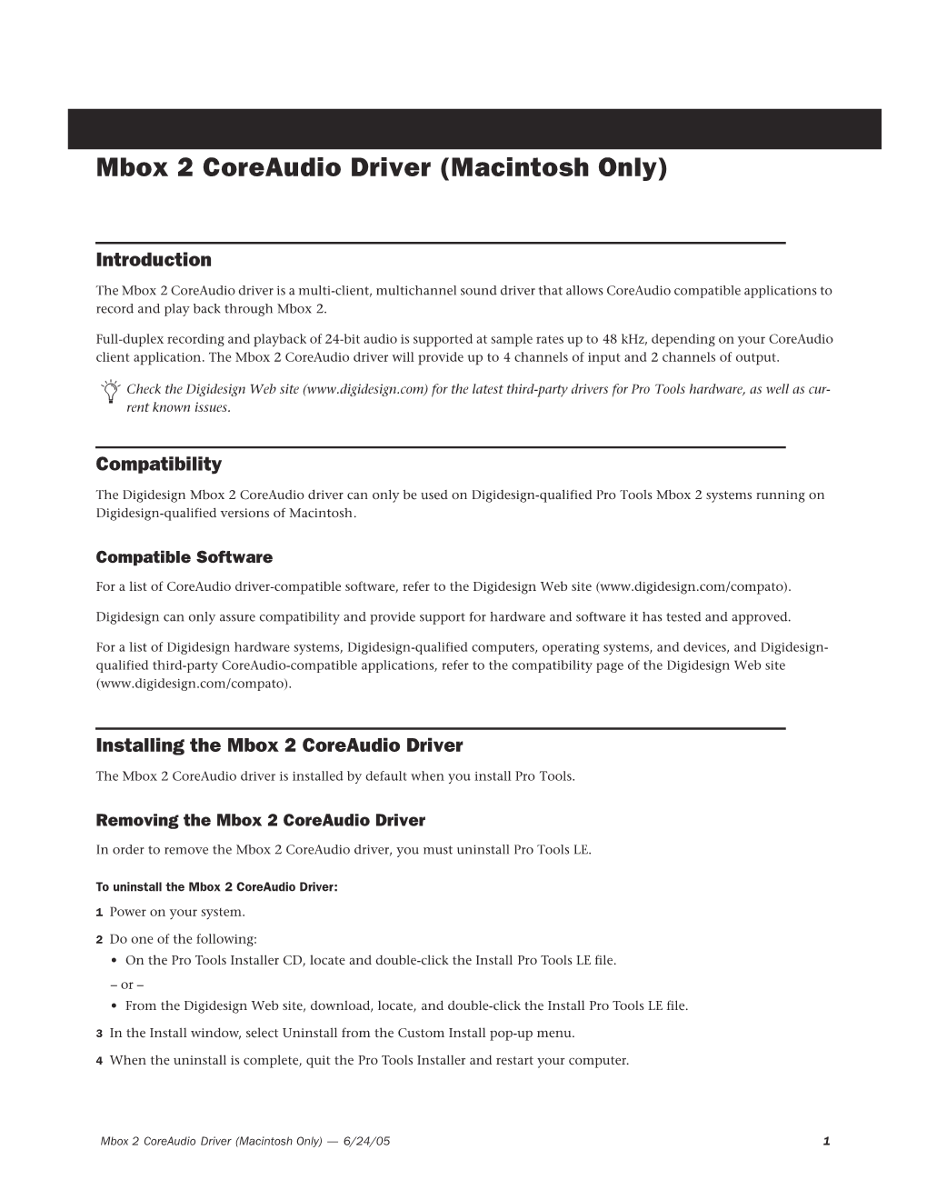 Mbox 2 Coreaudio Guide