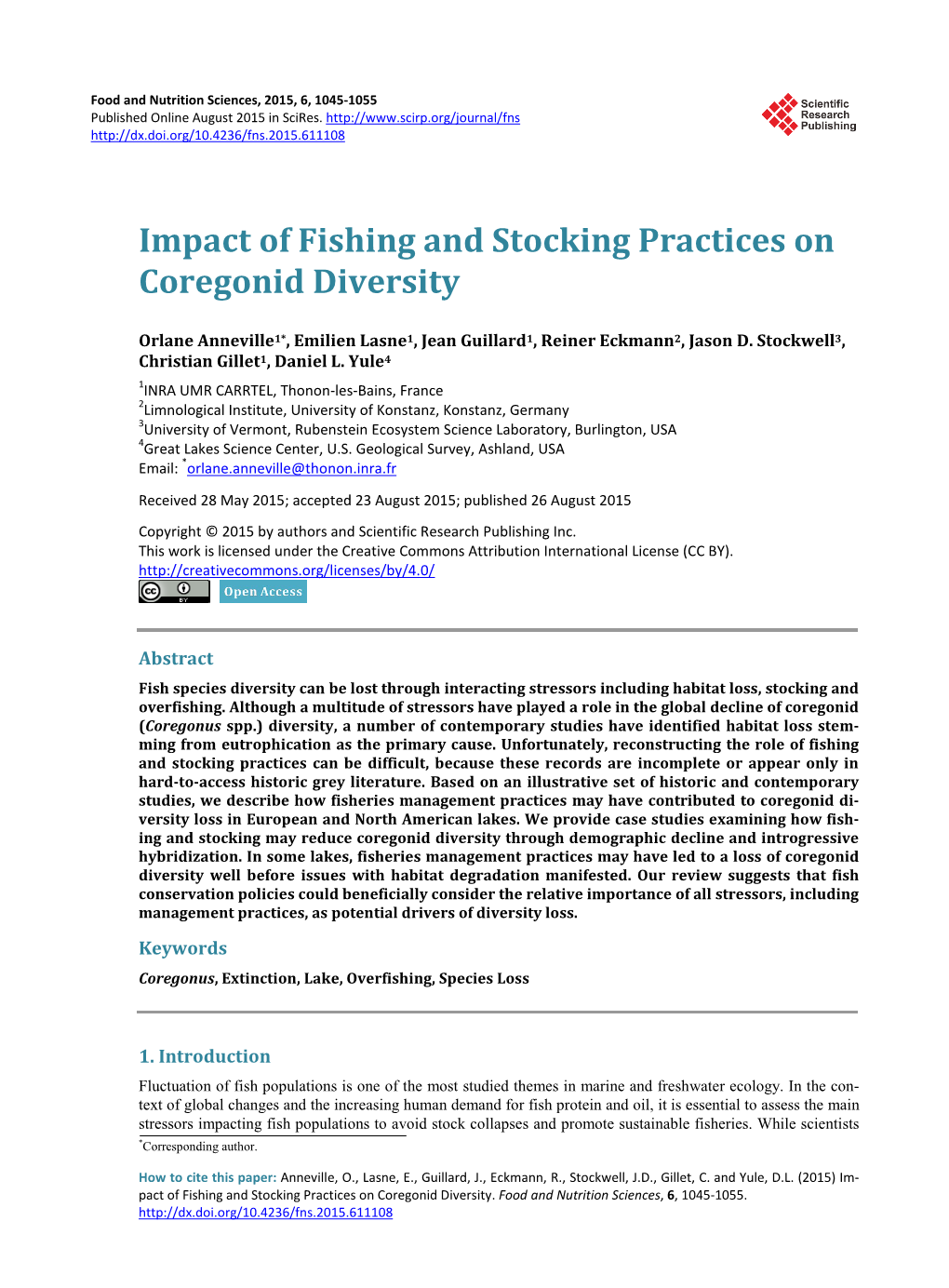 Impact of Fishing and Stocking Practices on Coregonid Diversity
