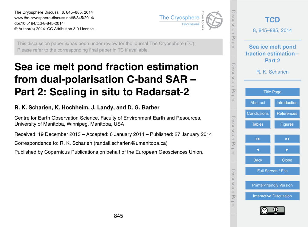 Sea Ice Melt Pond Fraction Estimation R