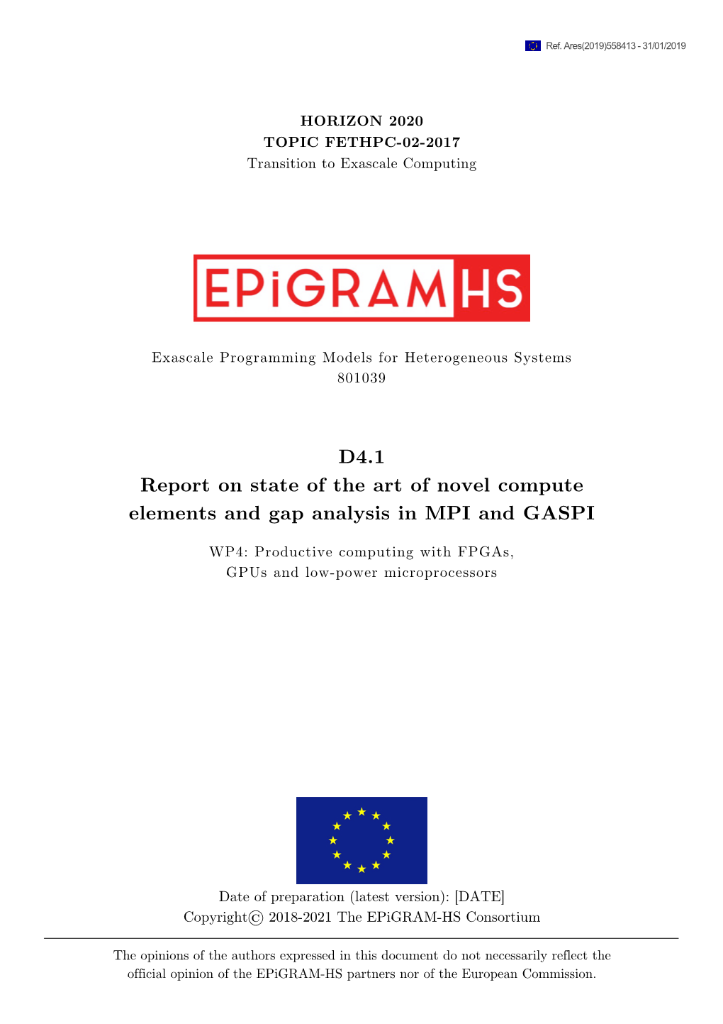 D4.1 Report on State of the Art of Novel Compute Elements and Gap Analysis in MPI and GASPI