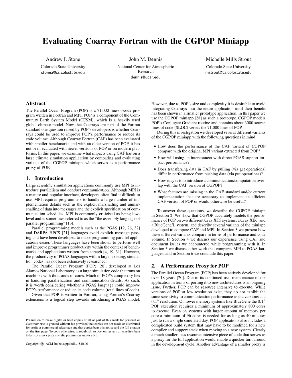 Evaluating Coarray Fortran with the CGPOP Miniapp