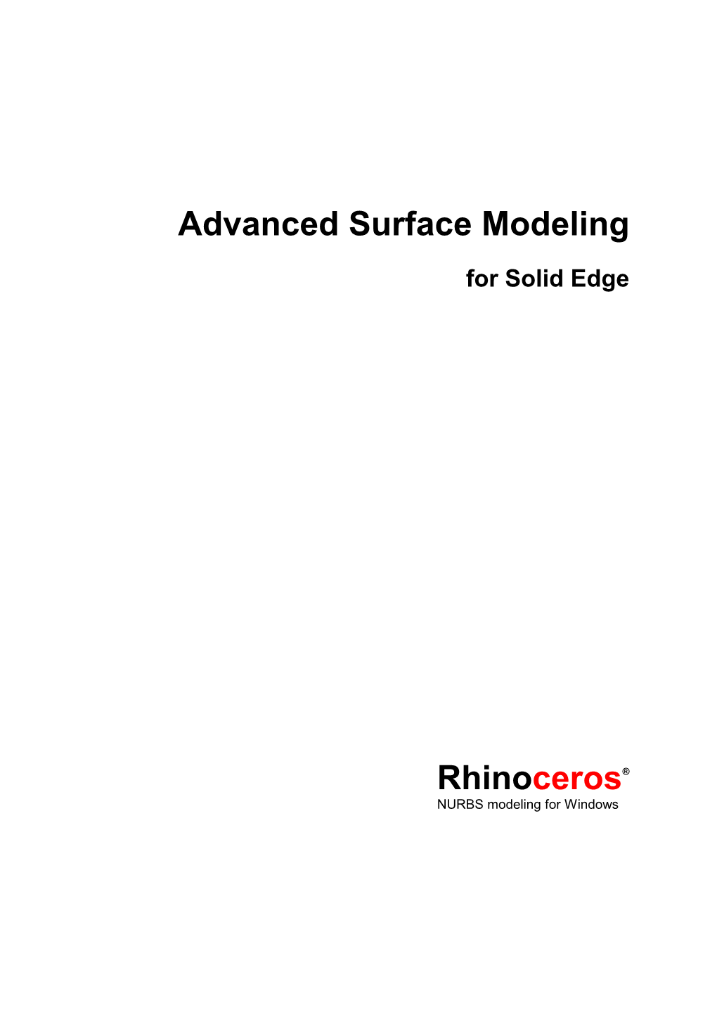 Advanced Surface Modeling Rhinoceros®