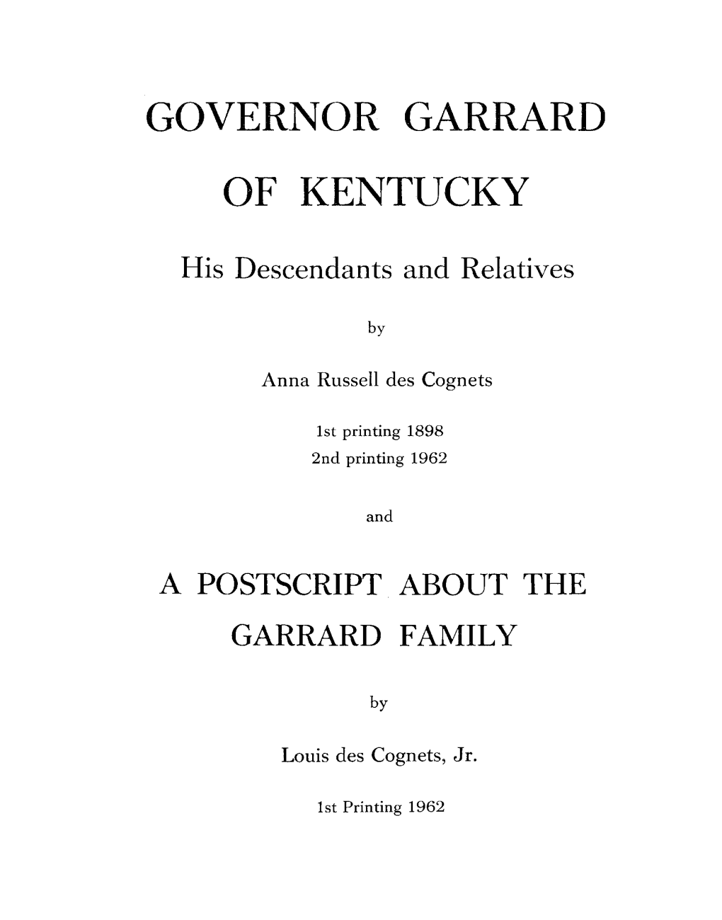 Governor Garrard of Kentucky