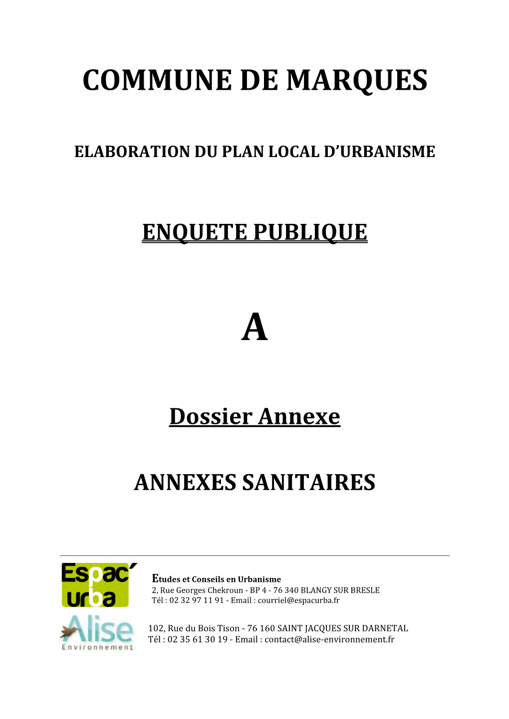 ENQUETE PUBLIQUE Annexes Sanitaires