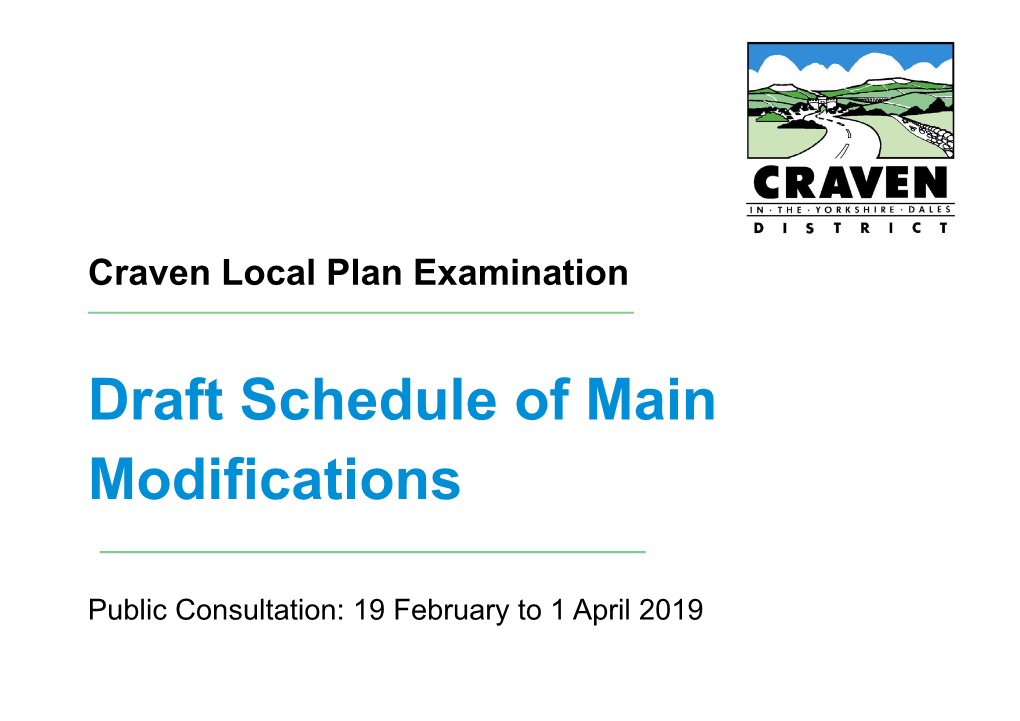 Craven Local Plan Examination Draft Schedule of Main Modifications