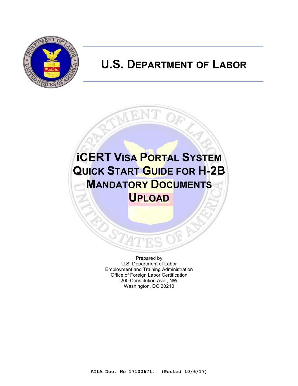 US DEPARTMENT of LABOR Icert VISA PORTAL SYSTEM QUICK