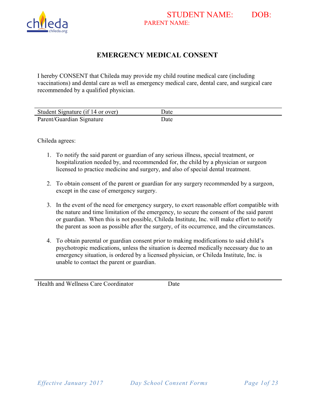 Emergency Medical Consent