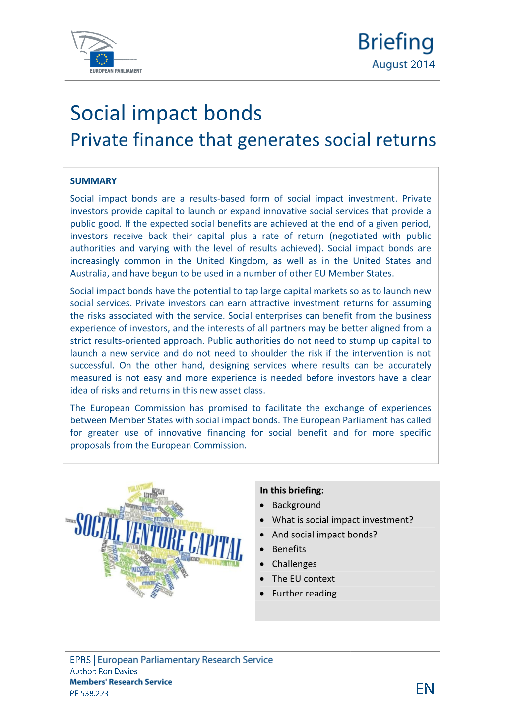 Social Impact Bonds Private Finance That Generates Social Returns
