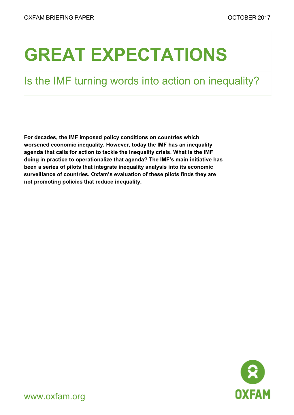 Great Expectations: Is the IMF Turning Words Into Action on Inequality?