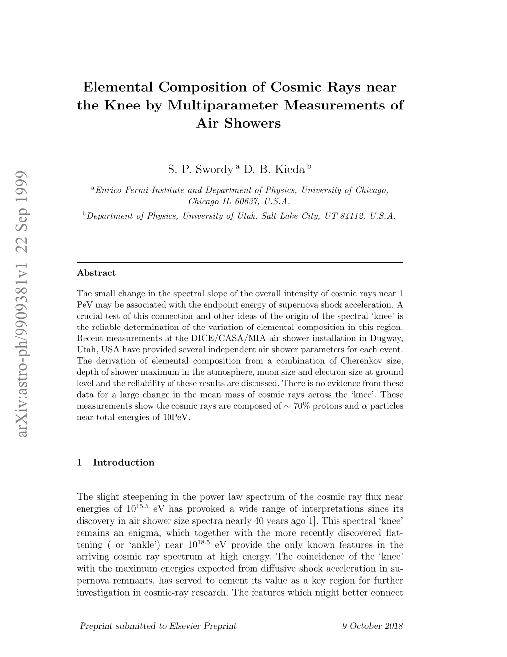 Elemental Composition of Cosmic Rays Near the Knee By