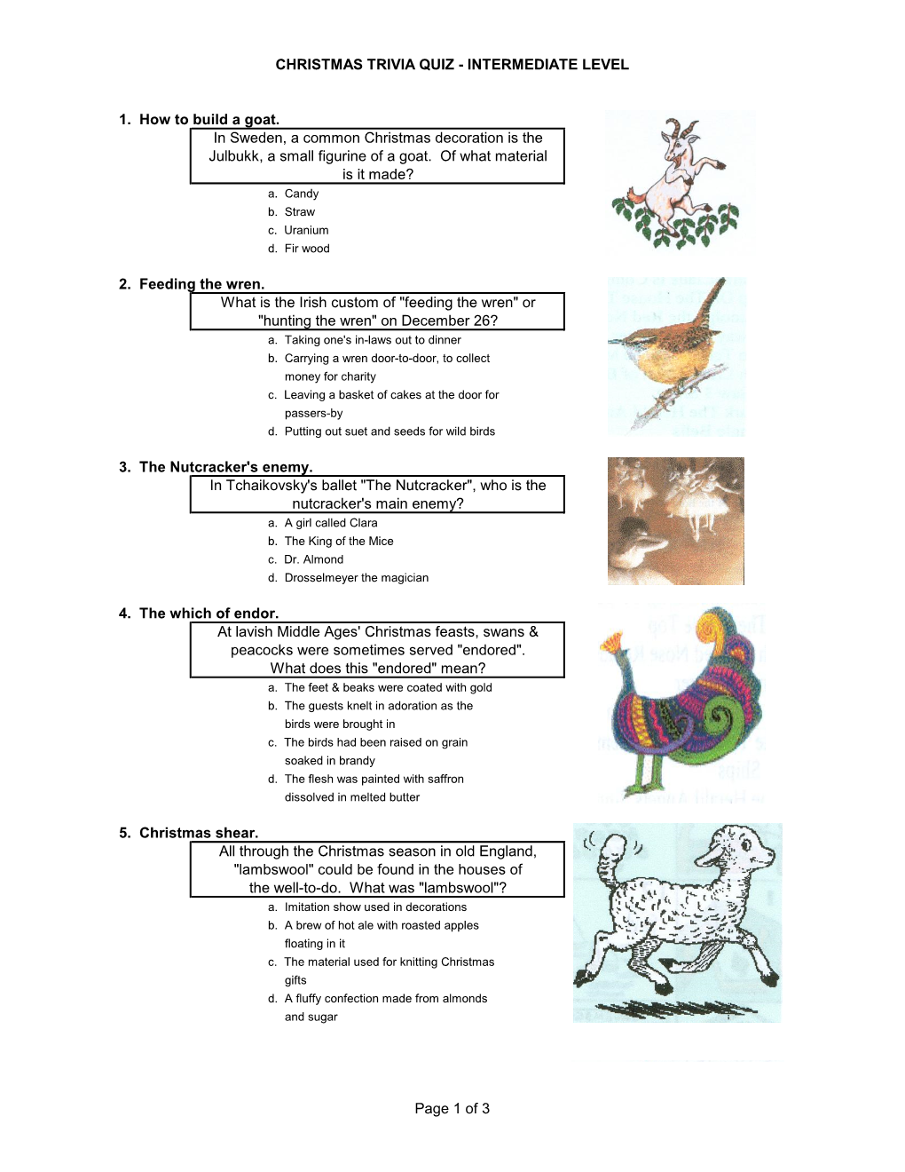 Christmas Trivia Quiz - Intermediate Level