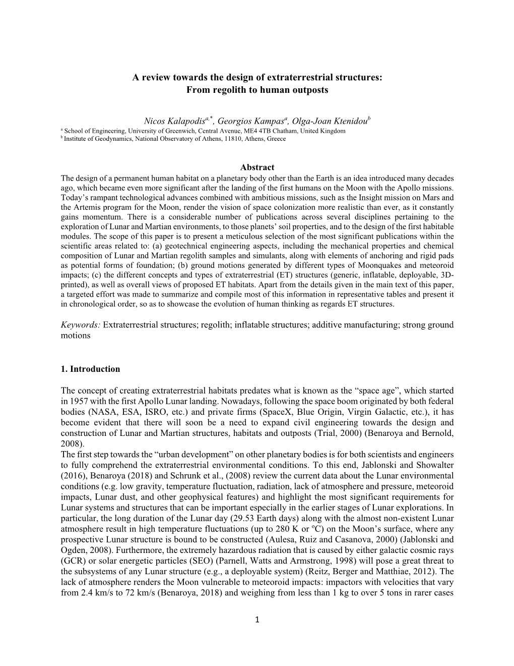 A Review Towards the Design of Extraterrestrial Structures: from Regolith to Human Outposts