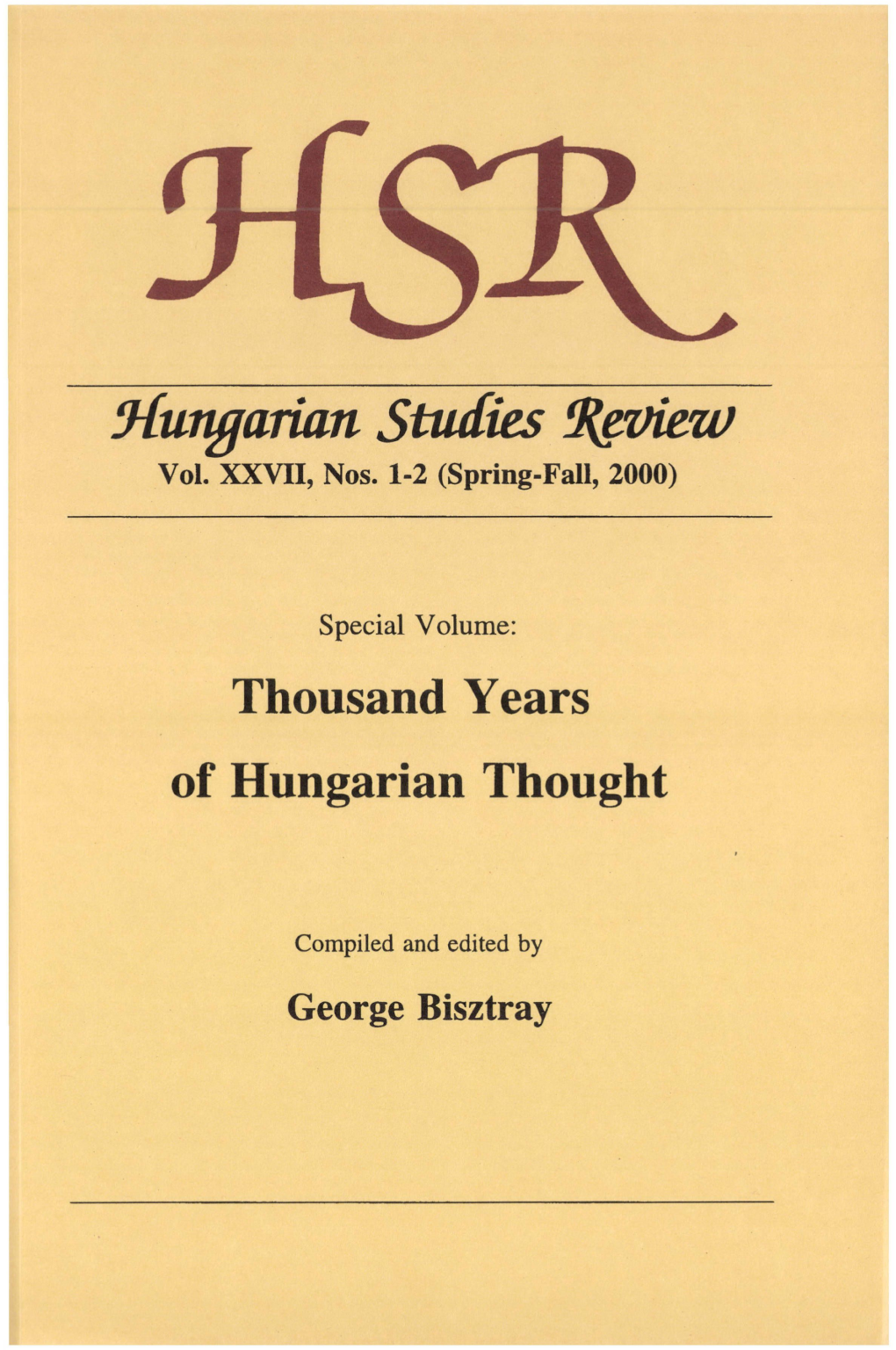 Hungarian Studies 'Heviezu Vol