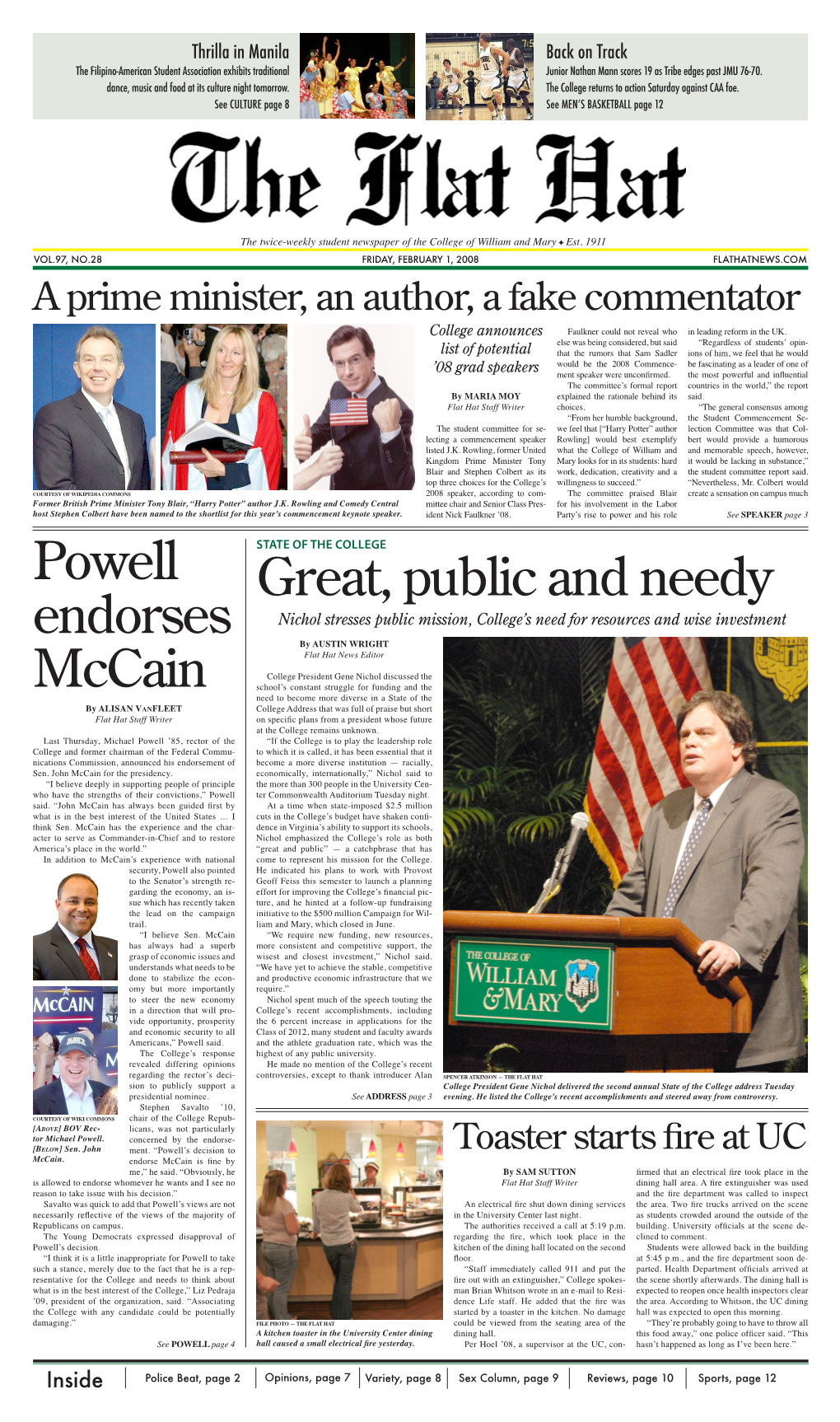 Powell Endorses Mccain Great, Public and Needy