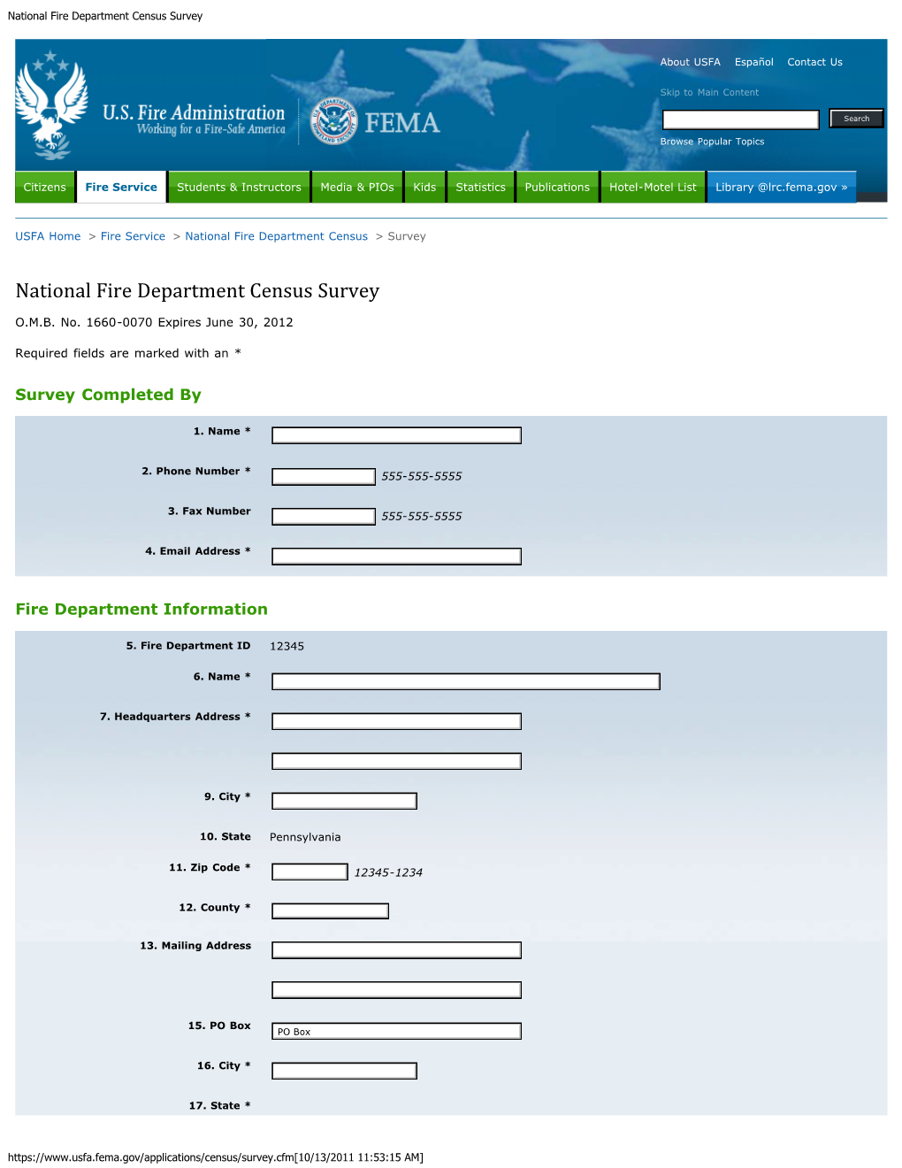 National Fire Department Census Survey