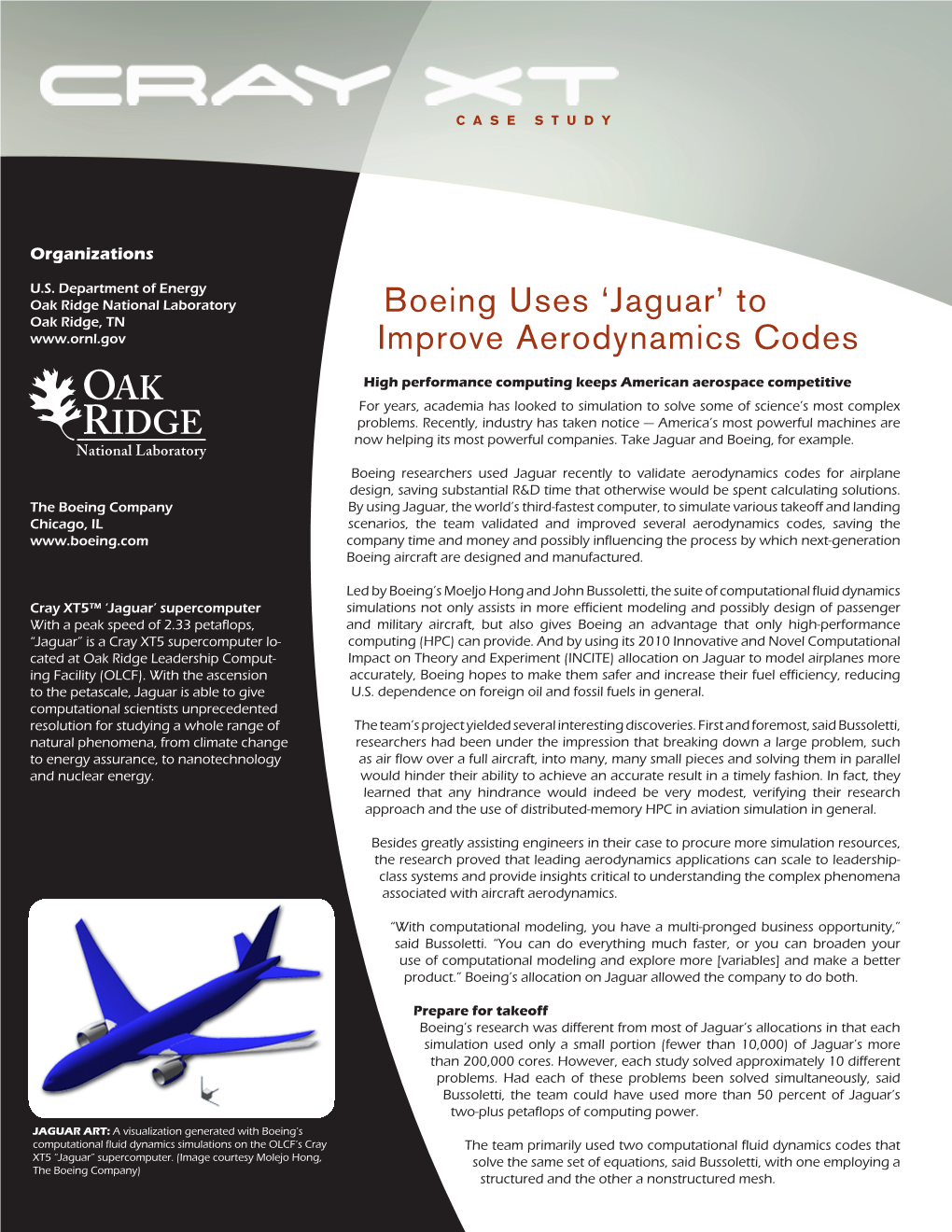 Boeing Uses 'Jaguar' to Improve Aerodynamics Codes