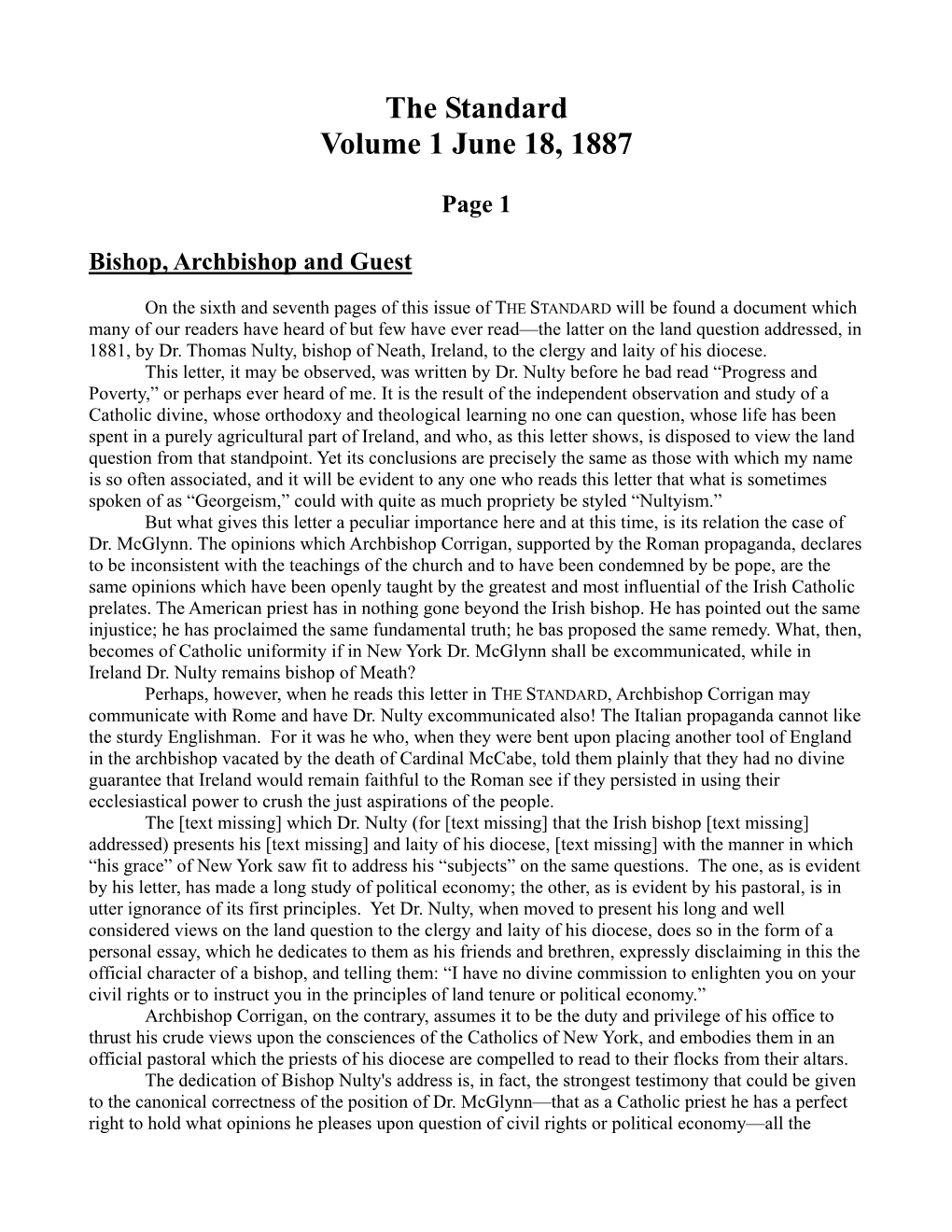 The Standard Volume 1 June 18, 1887