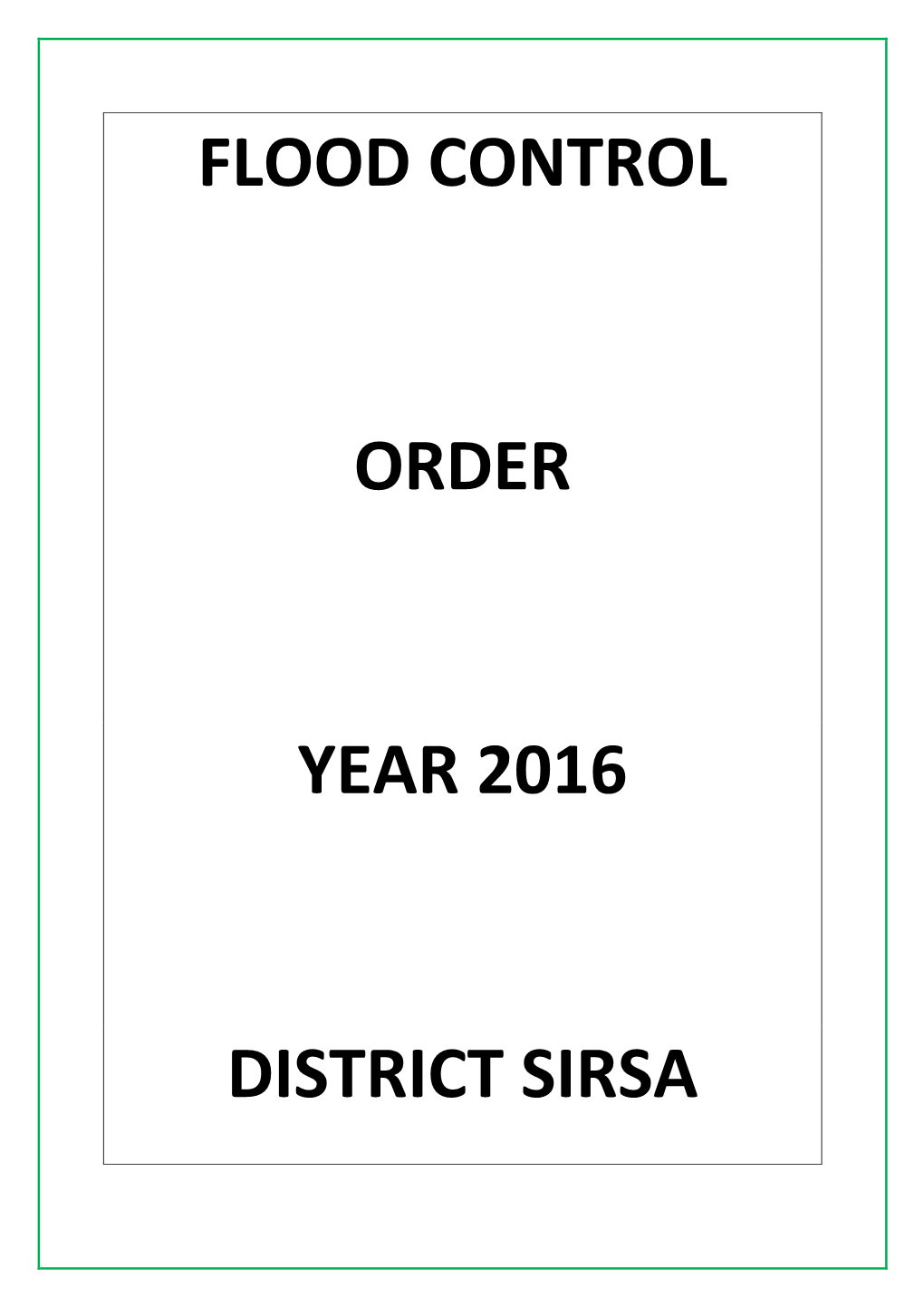 Flood Control Order Year 2016 District Sirsa