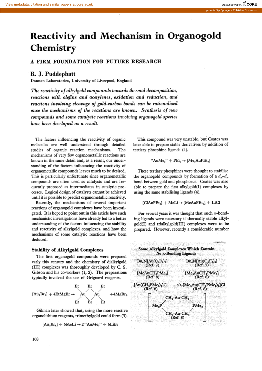 Reactivity and Mechanism in Organogold Chemistry