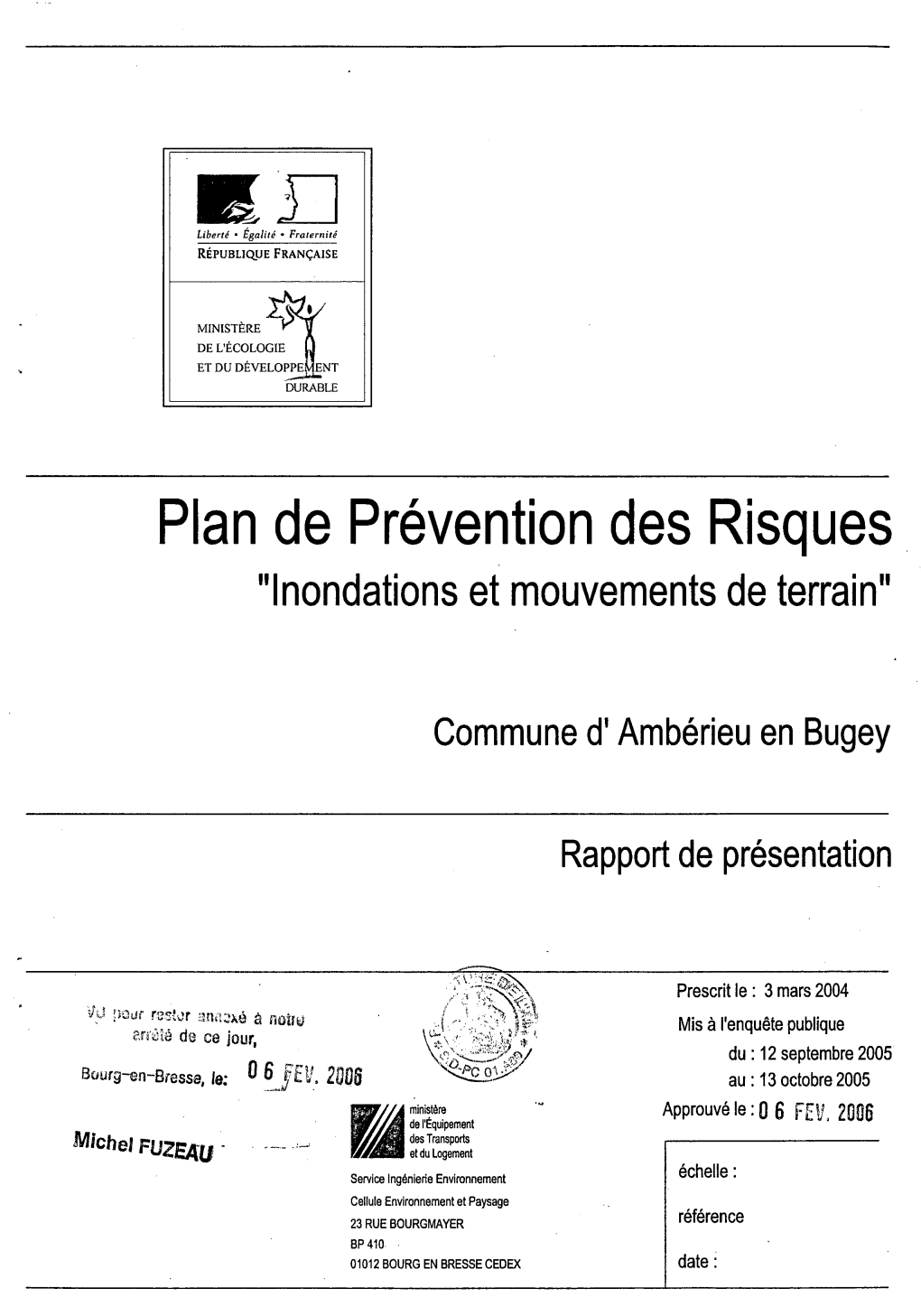 Plan De Prevention Des Risques "Inondations Et Mouvements De Terrain"