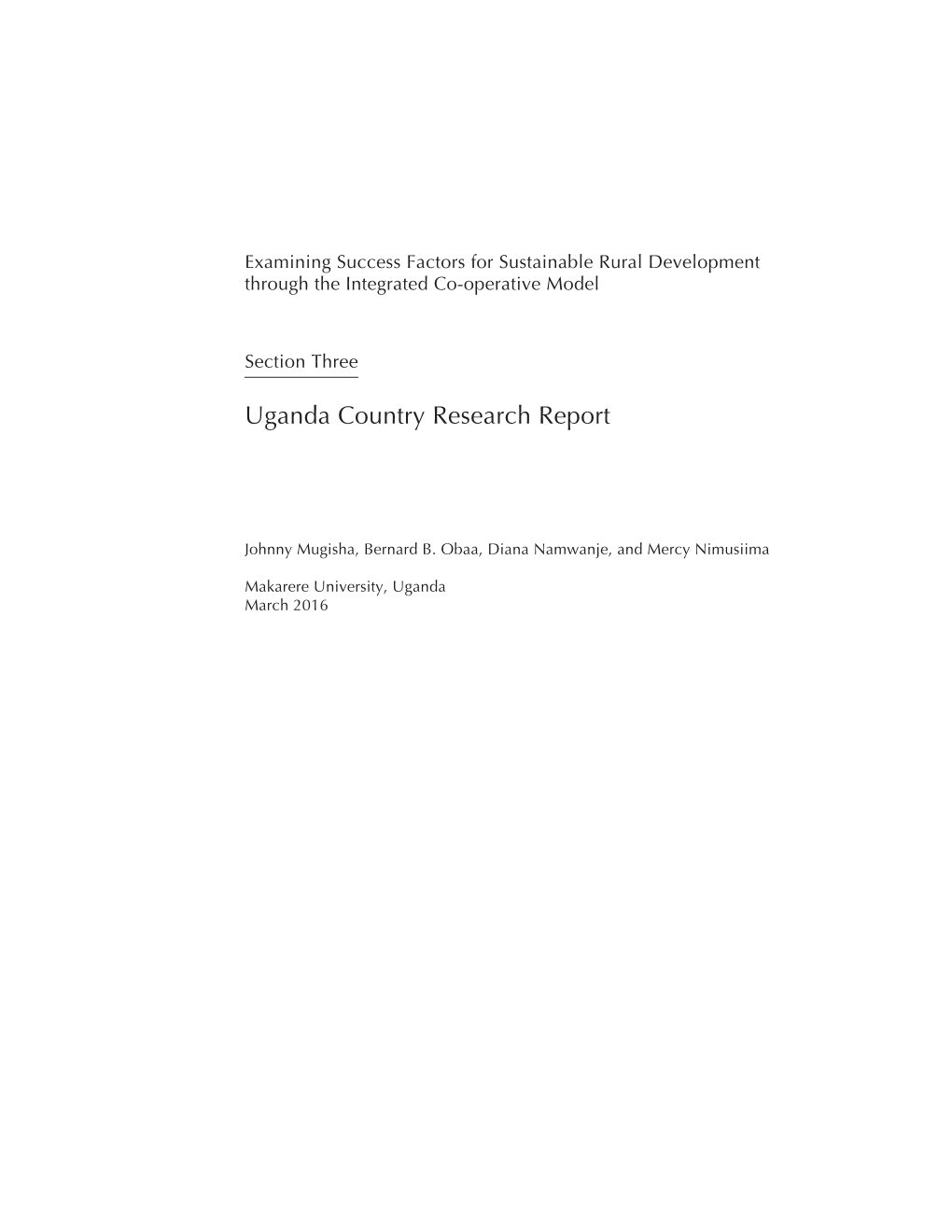 Uganda Country Research Report