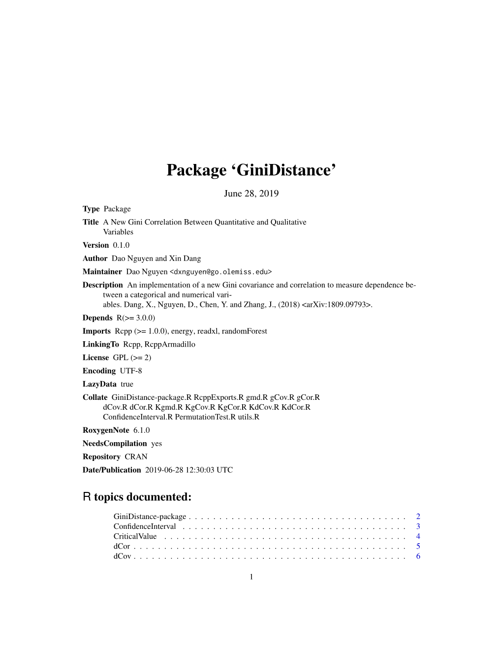 Package 'Ginidistance'