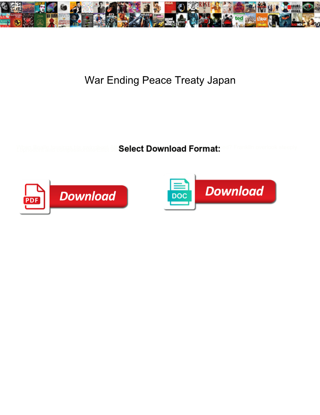 War Ending Peace Treaty Japan