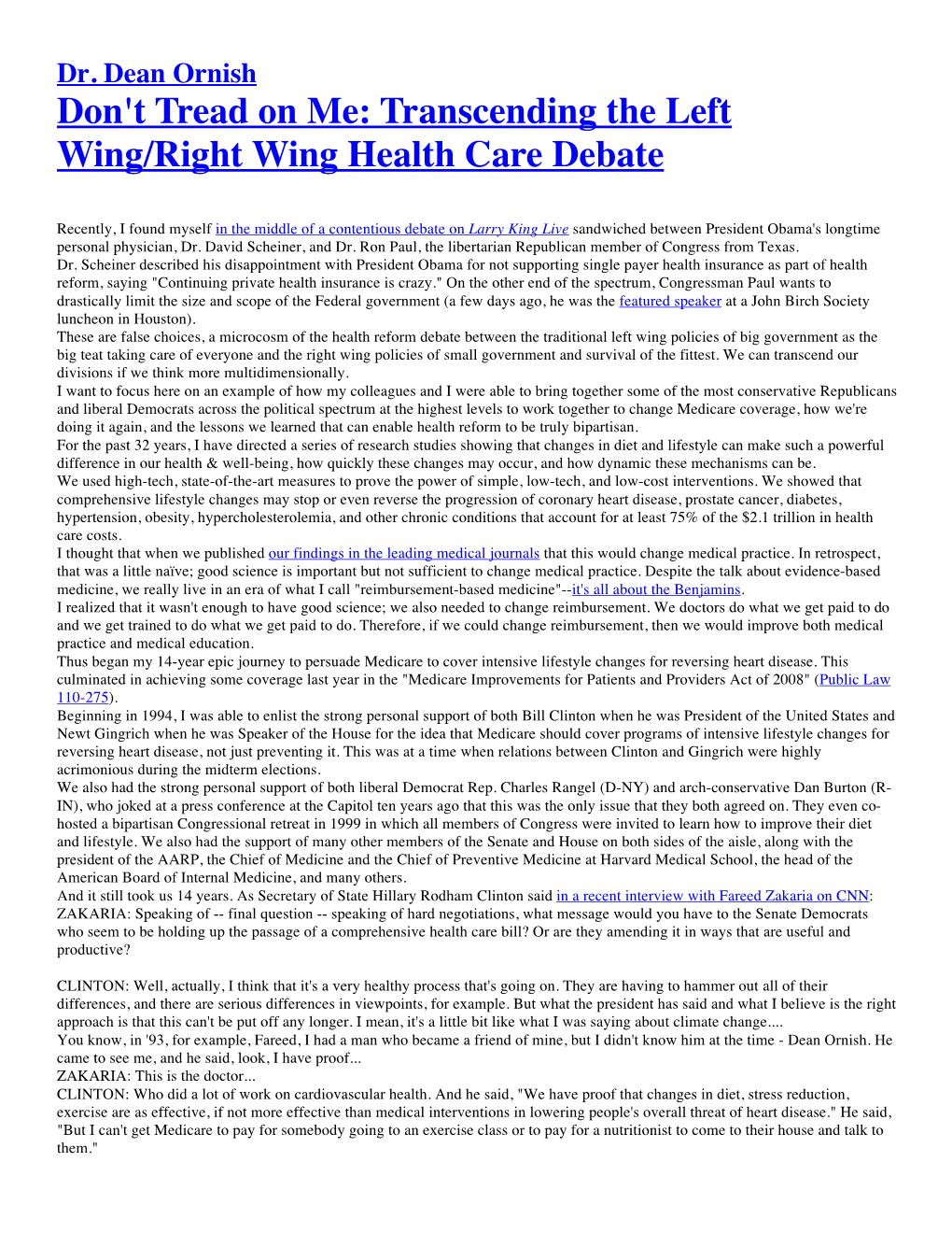 Don't Tread on Me: Transcending the Left Wing/Right Wing Health Care Debate