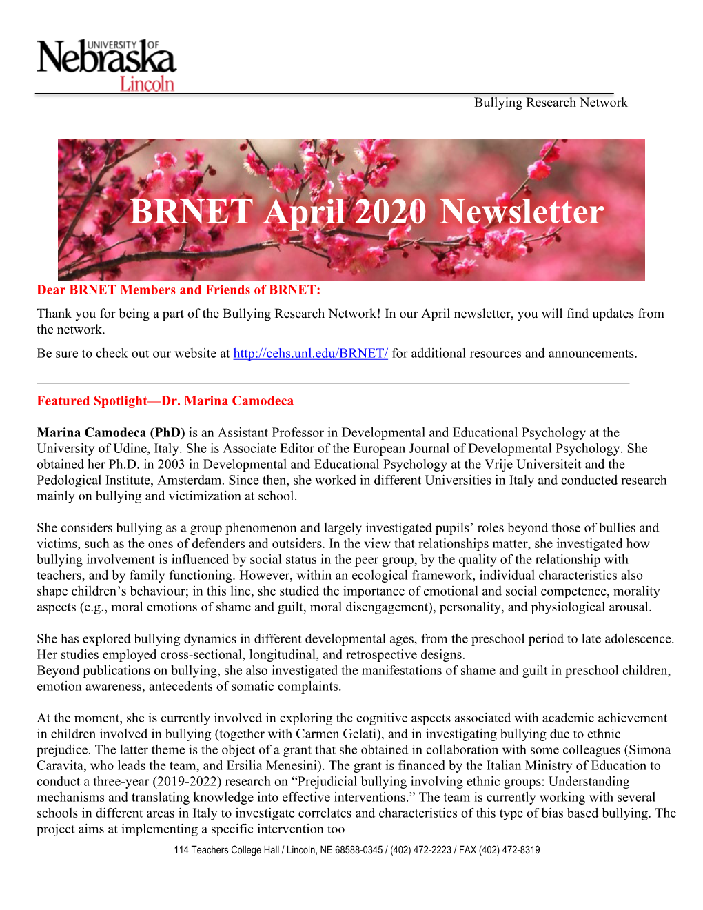 BRNET April 2020 Newsletter