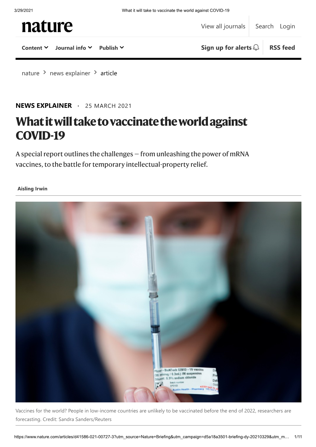 What It Will Take to Vaccinate the World Against COVID-19
