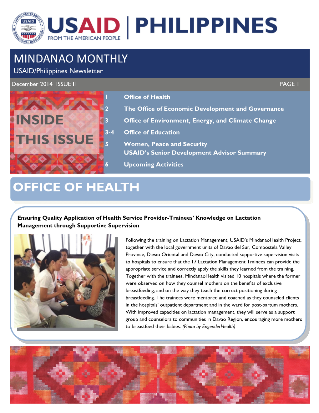 MINDANAO MONTHLY USAID/Philippines Newsletter December 2014 ISSUE II PAGE 1