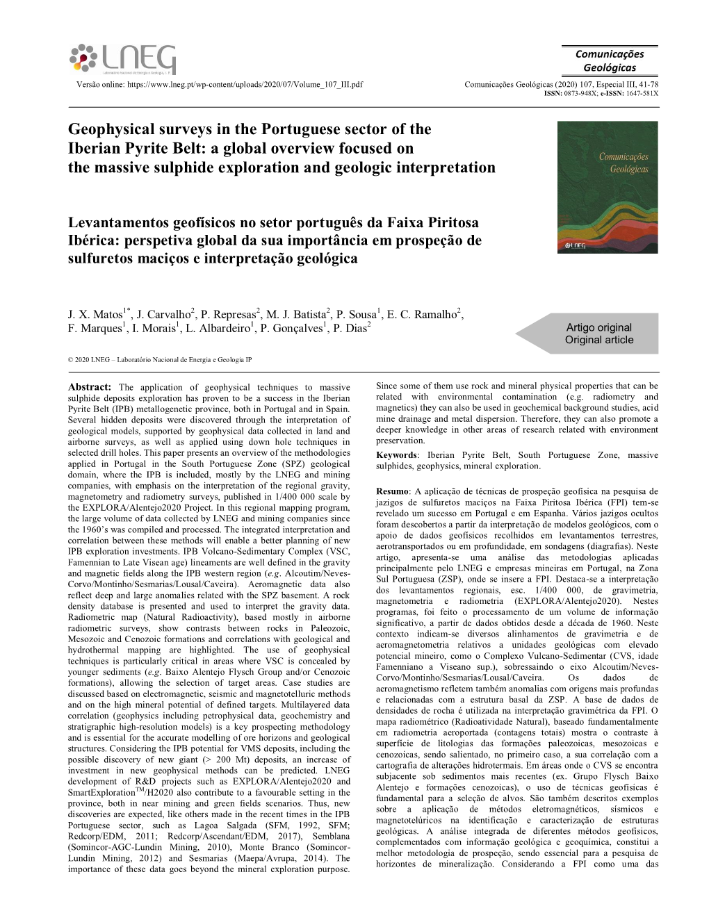 Geophysical Surveys in the Portuguese Sector of the Iberian Pyrite Belt: a Global Overview Focused on the Massive Sulphide Exploration and Geologic Interpretation