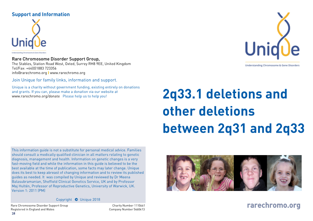 2Q33.1 Deletions and Other Deletions Between 2Q31 and 2Q33
