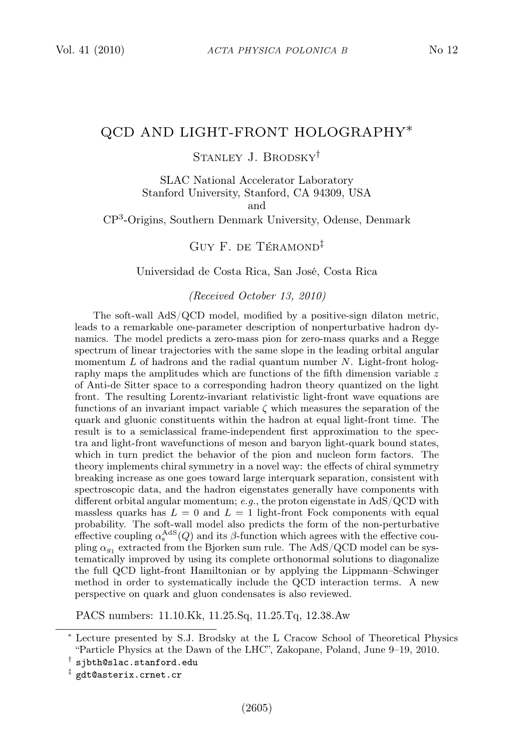 Qcd and Light-Front Holography∗