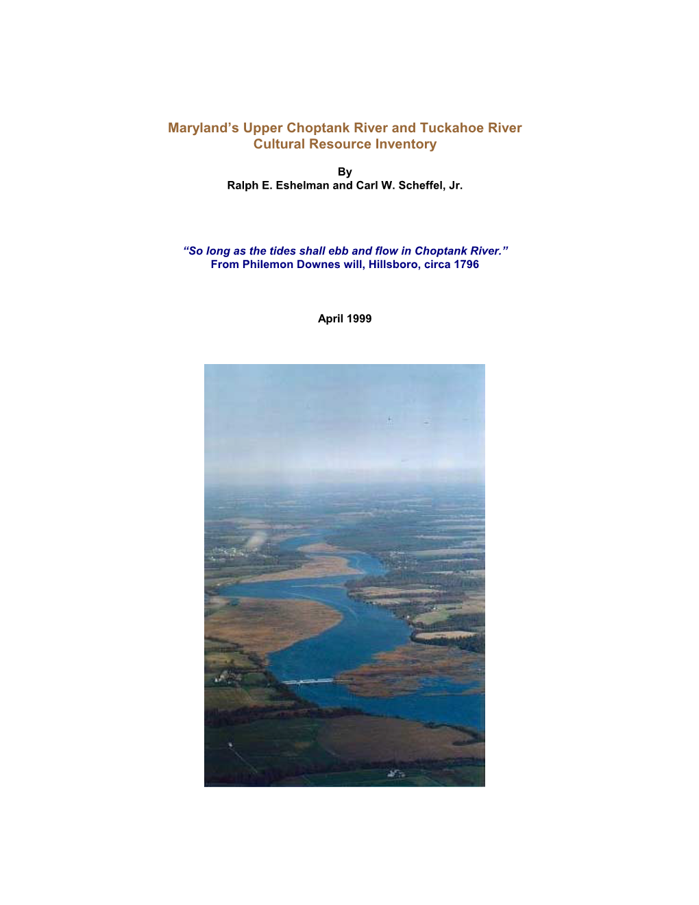 Maryland's Upper Choptank River and Tuckahoe River Cultural Resource