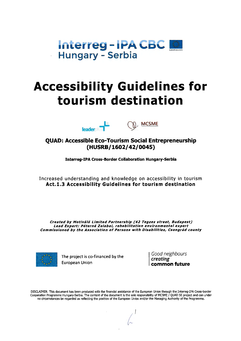 Accessibility Guidelines for Tourism Destination