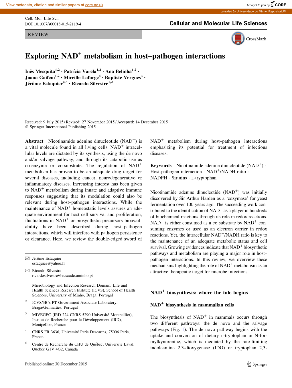 Exploring NAD+ Metabolism in Host–Pathogen Interactions