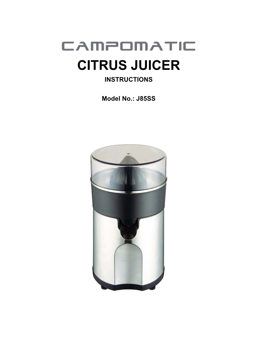 Citrus Juicer Instructions