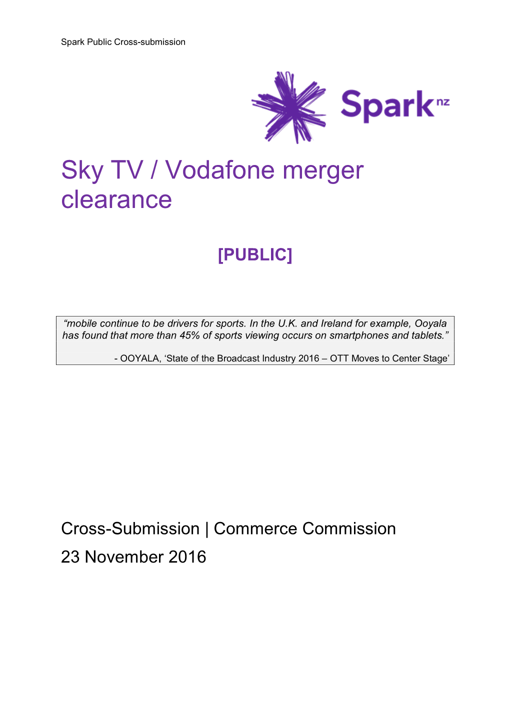 Sky TV / Vodafone Merger Clearance