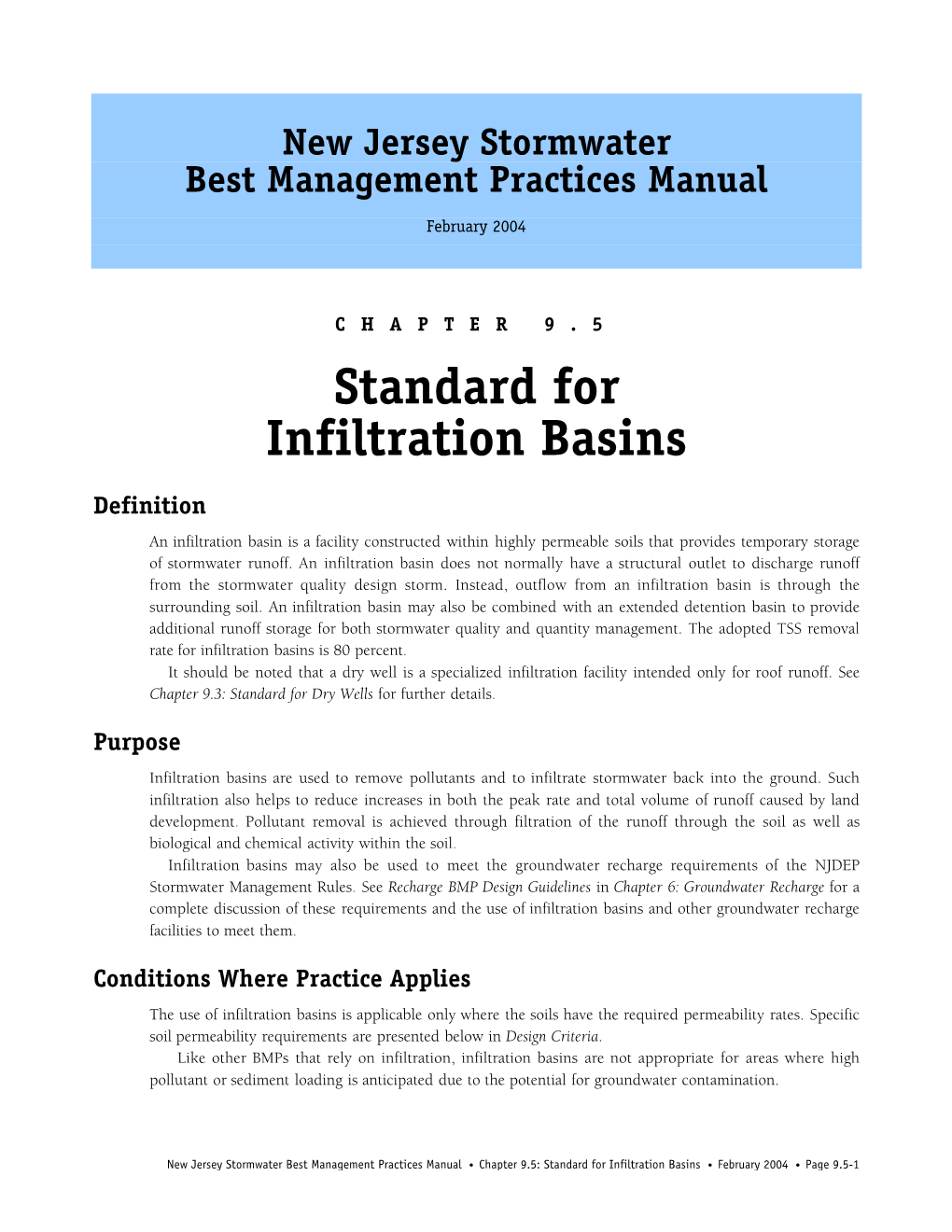 Standard for Infiltration Basins